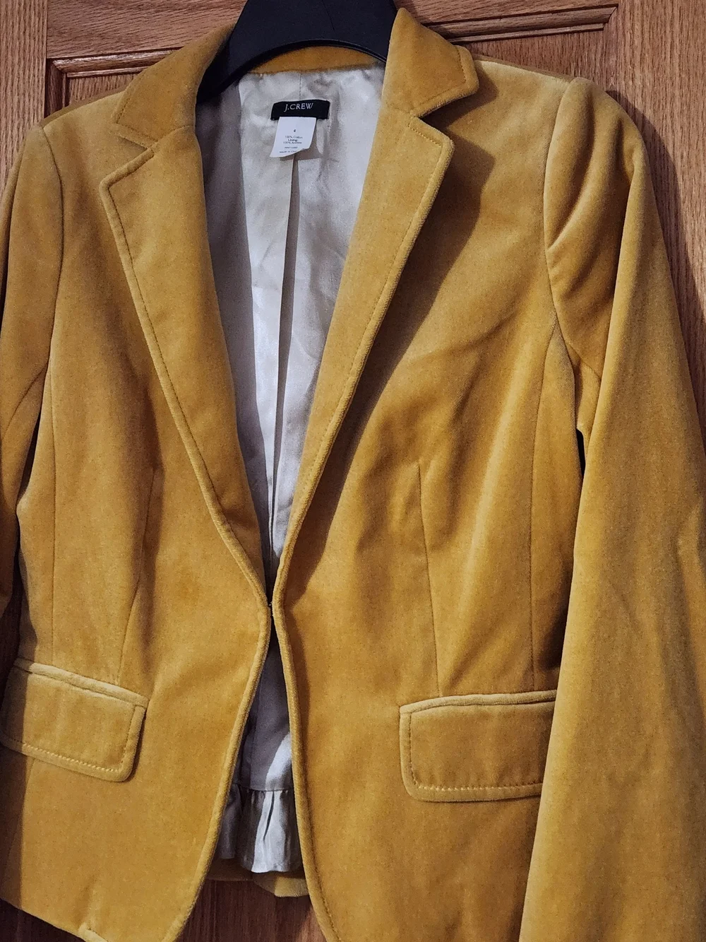J.Crew Mustard Yellow Velvet Blazer Tailored Women Sz 4 Equestrian Old Money